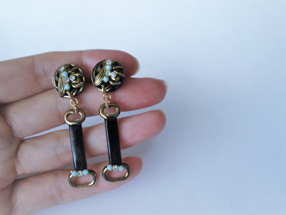 ホースビットピアス vintage earrings horse bit <PE8-L19> 4枚目の画像