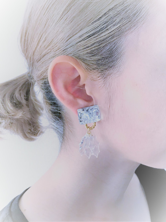 アイスリーフイヤリング vintage earrings horse bit <PE8-L19> 5枚目の画像