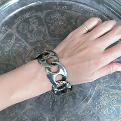 シルバーチェーンブレスレット vintage bracelet coin <BL1-L19> 4枚目の画像