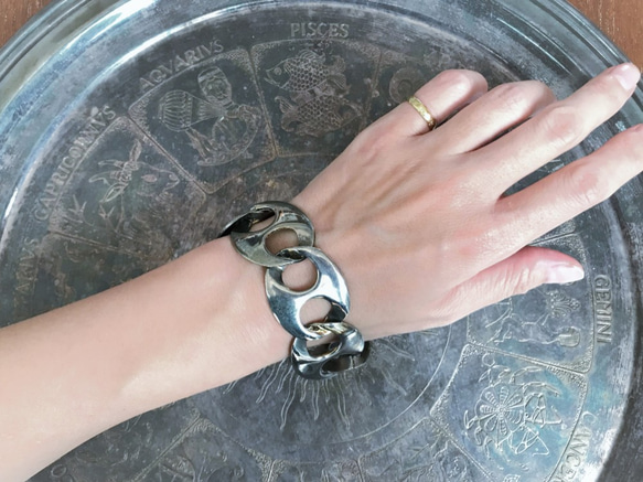 シルバーチェーンブレスレット vintage bracelet coin <BL1-L19> 4枚目の画像