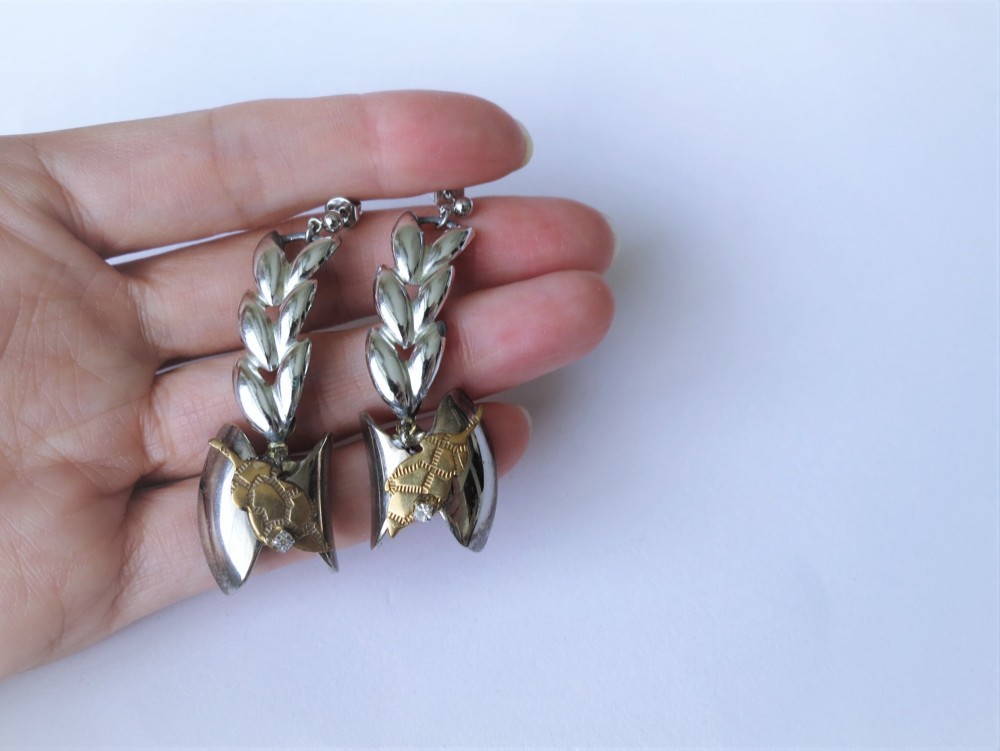 シルバーリーフピアス vintage earrings leaf SV <PE5-L19>