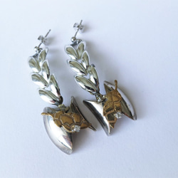 シルバーリーフピアス vintage earrings leaf SV <PE5-L19> 2枚目の画像