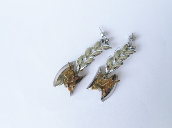 シルバーリーフピアス vintage earrings leaf SV <PE5-L19> 3枚目の画像