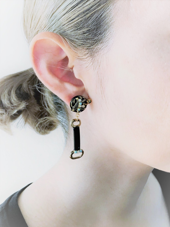 ホースビットイヤリング vintage earrings horse bit <PE8B-L19> 3枚目の画像