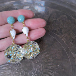 ターコイズ＆アイスドロップピアス vintage earrings tq ice <PE3-0120> 4枚目の画像