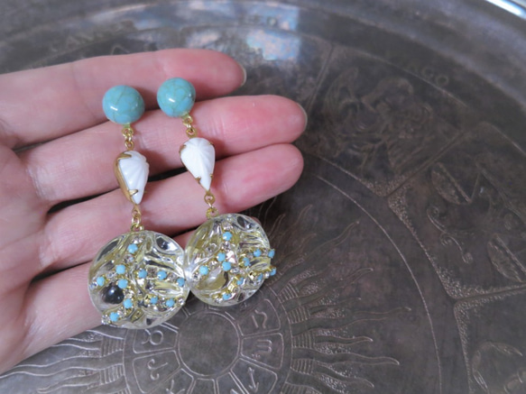 ターコイズ＆アイスドロップピアス vintage earrings tq ice <PE3-0120> 4枚目の画像