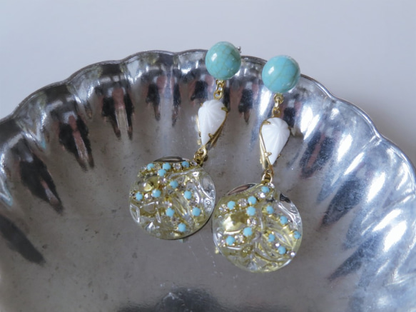 ターコイズ＆アイスドロップピアス vintage earrings tq ice <PE3-0120> 5枚目の画像