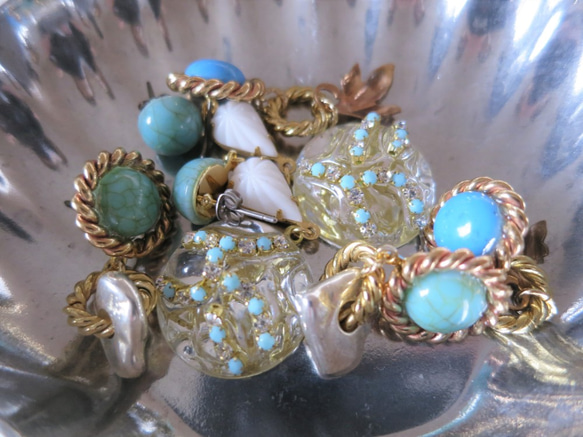 ターコイズ＆アイスドロップピアス vintage earrings tq ice <PE3-0120> 6枚目の画像