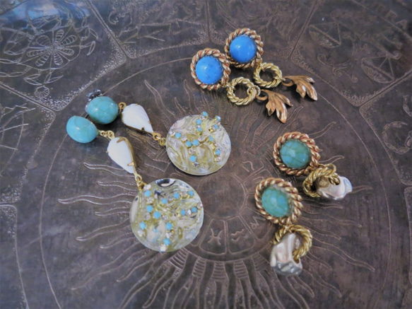 ターコイズ＆アイスドロップピアス vintage earrings tq ice <PE3-0120> 7枚目の画像