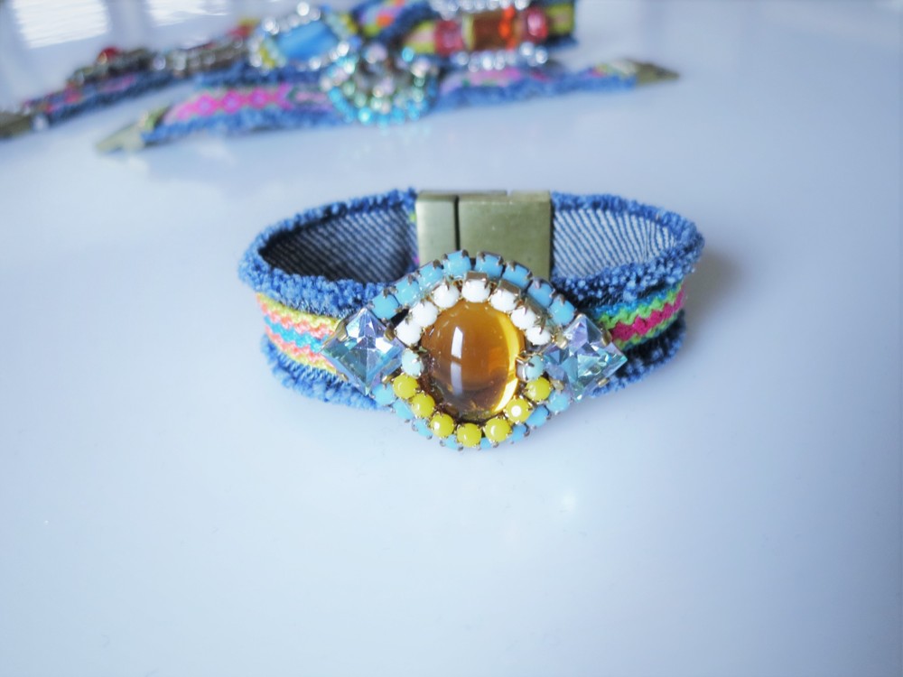 ビジューミサンガブレスレット micanga blaceret denim bijou <MB4-0120>