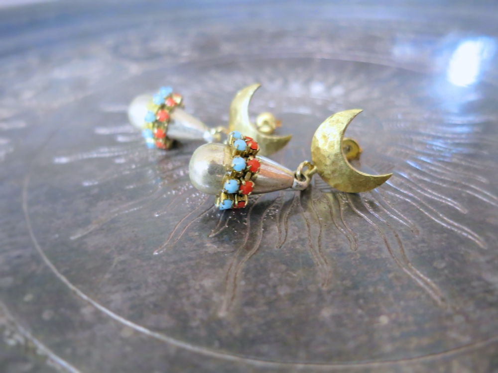 ドロップピアス ターコイズ×コーラル vintage drop earrings <PE12-0420>