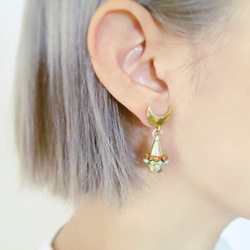 ドロップピアス ターコイズ×コーラル vintage drop earrings <PE12-0420> 2枚目の画像