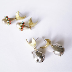 ドロップピアス ターコイズ×コーラル vintage drop earrings <PE12-0420> 9枚目の画像