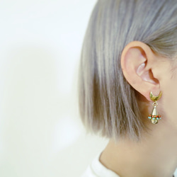 ドロップピアス ターコイズ×コーラル vintage drop earrings <PE12-0420> 6枚目の画像