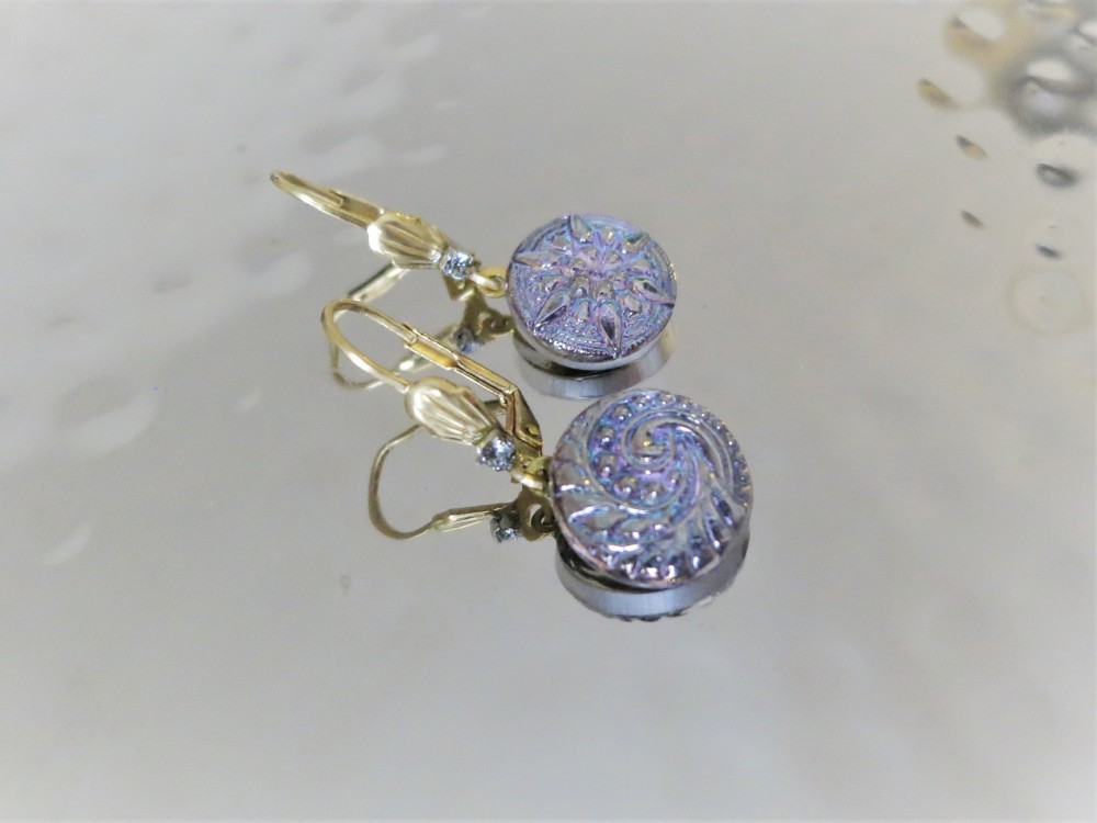 ヴィンテージガラスボタン ピアス vintage btn earrings <PE6-0420>