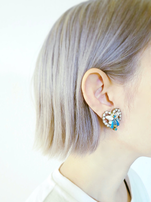 ヴィンテージビジューイヤリング ハート vintage earrings bijou <ER5-0420> 3枚目の画像