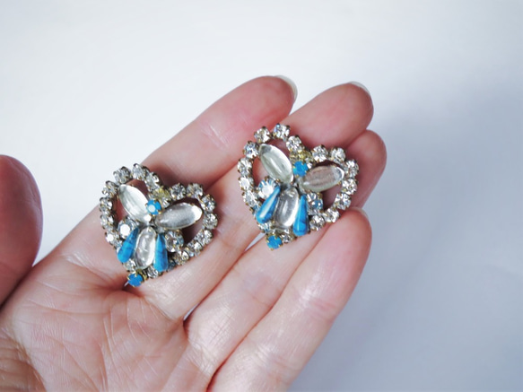 ヴィンテージビジューイヤリング ハート vintage earrings bijou <ER5-0420> 4枚目の画像