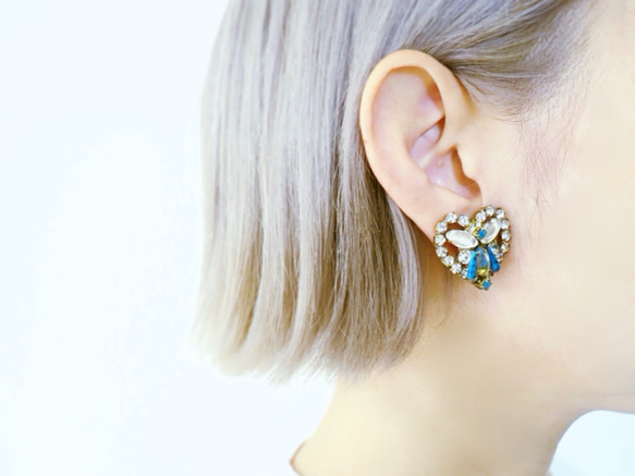 ヴィンテージビジューイヤリング ハート vintage earrings bijou <ER5-0420> 6枚目の画像