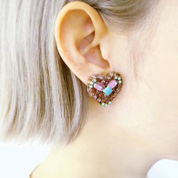 ヴィンテージビジューイヤリング ハート vintage earrings bijou <ER4-0420> 5枚目の画像