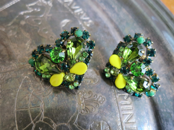 ヴィンテージビジューイヤリング ハート vintage earrings bijou <ER2-0420> 1枚目の画像