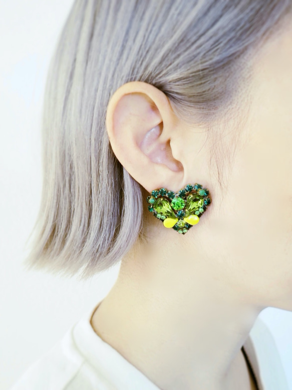 ヴィンテージビジューイヤリング ハート vintage earrings bijou <ER2-0420> 5枚目の画像