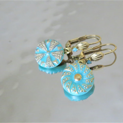 ヴィンテージガラスボタン ピアス vintage btn earrings <PE8-0420> 3枚目の画像