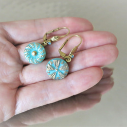 ヴィンテージガラスボタン ピアス vintage btn earrings <PE8-0420> 5枚目の画像