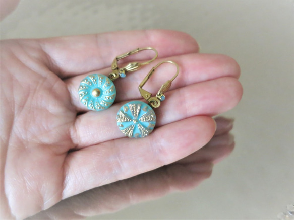 ヴィンテージガラスボタン ピアス vintage btn earrings <PE8-0420> 5枚目の画像