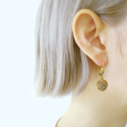 ヴィンテージガラスボタン ピアス vintage btn earrings <PE9-0420> 6枚目の画像