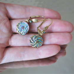 ヴィンテージガラスボタン ピアス vintage btn earrings <PE9-0420> 3枚目の画像