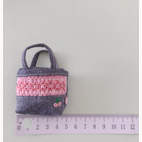 2401-38 ミニチュアトートサシェ 香り袋 2個組 ピンクチェック ♡刺繍 2401-38 ミニチュアトートサシェ 香り袋 2個組 ピンクチェック