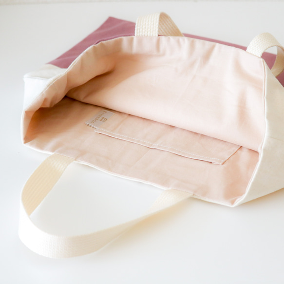 【浜松帆布】ローズピンクのリボンレッスンバッグ 2枚目の画像