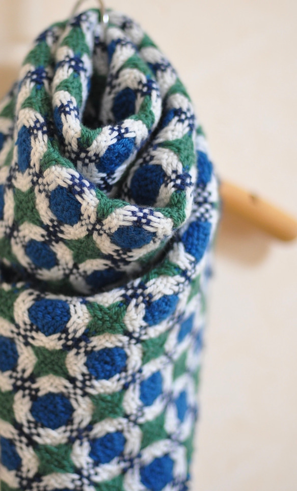 リバーシブル手織りマフラー(メリノウール) 1枚目の画像