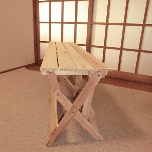 杉の折り畳み一枚板ベンチ 杉の折り畳み一枚板ベンチ 家具