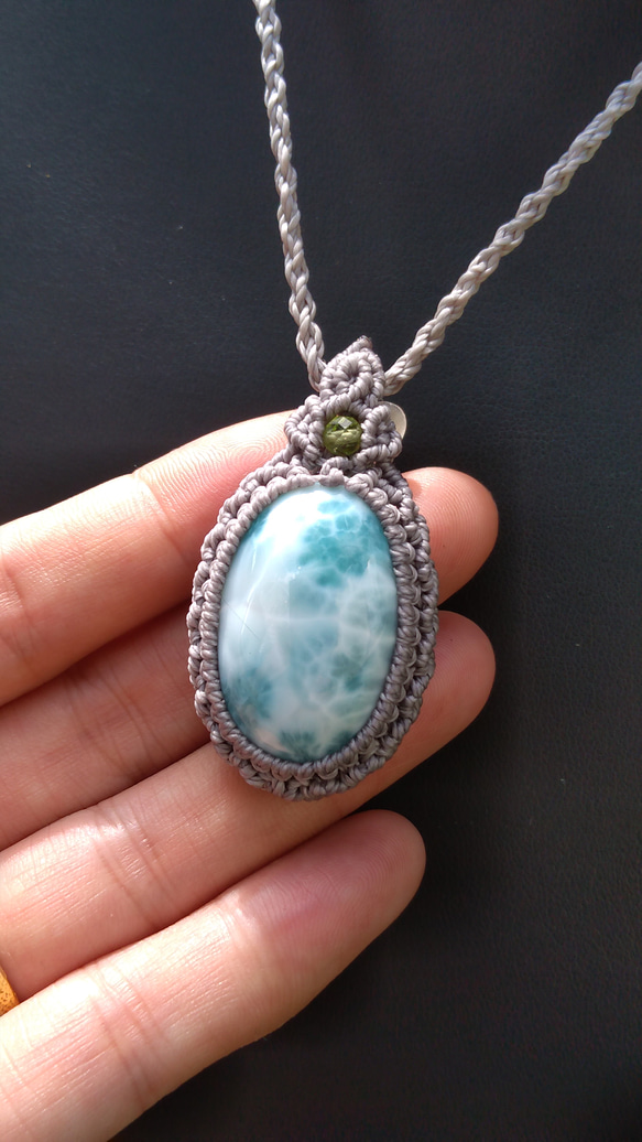 ラリマーの天然石マクラメペンダント[PEN-782] ネックレス・ペンダント