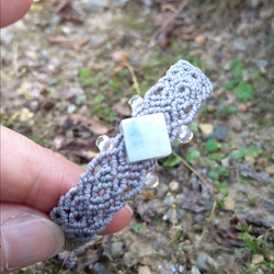 国産♪糸魚川産コバルト翡翠の天然石マクラメブレスレット[B-64] 1枚目の画像