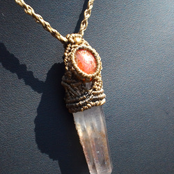 #2145 ♡レピドライトシリカ&水晶天然石♡マクラメネックレス　ペンダント 2145 ♡レピドライトシリカ&水晶天然石♡マクラメネックレス