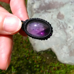 紫水晶的Macrame吊墜[PEN-299] 第5張的照片