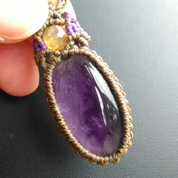 紫水晶天然石材花邊吊墜[PEN-411] 第5張的照片
