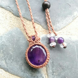 紫水晶天然石花邊吊墜[PEN-413] 第2張的照片