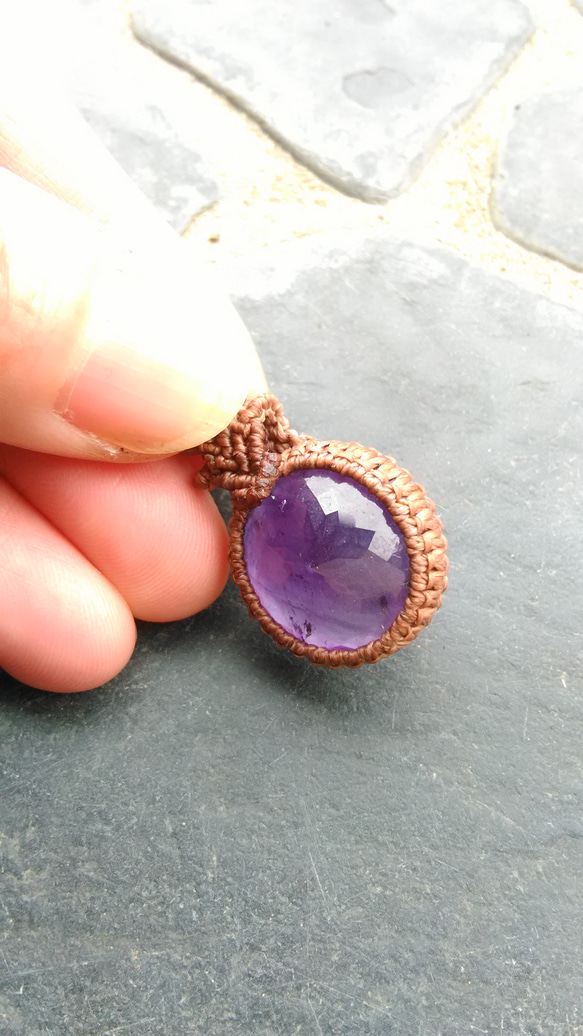 紫水晶天然石花邊吊墜[PEN-413] 第3張的照片