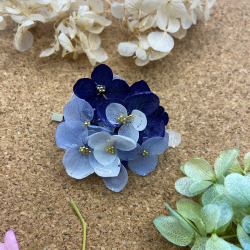 再販 色とりどり プリザーブドフラワー紫陽花のポニーフック