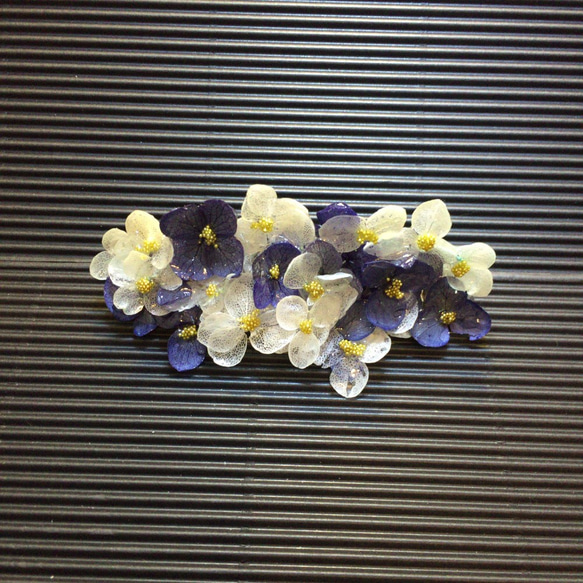 再販×9  空色の紫陽花のバレッタ紫陽花ハンドメイド2023 2枚目の画像