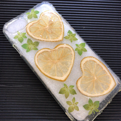 送料無料  ビタミンCたっぷりハート檸檬のフレッシュケース 各機種対応可能 2枚目の画像