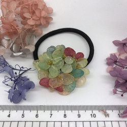 小ぶりな、花飾りのヘアゴム プリザード紫陽花  再販×6 4枚目の画像