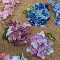 ギフトにも！ 再販プリザーブドフラワーの紫陽花そのままブローチで♪紫陽花ハンドメイド2023 再販まつり2023 1枚目の画像