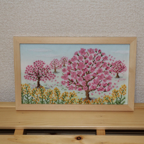 欲しいの 桜と菜の花のクロスステッチフレーム 絵画 satomi 通販 7048831 クラフト・布製品