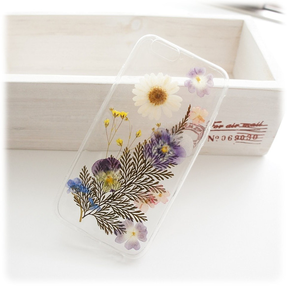 【一点もの】押し花のiPhone6/6sケース【クリア・ソフトケース】 2枚目の画像