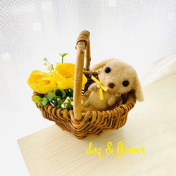 みみ様　ウエスティちゃんとお花バスケット　羊毛フェルト 0_0358c53ced7b98302e0498d7c3bc