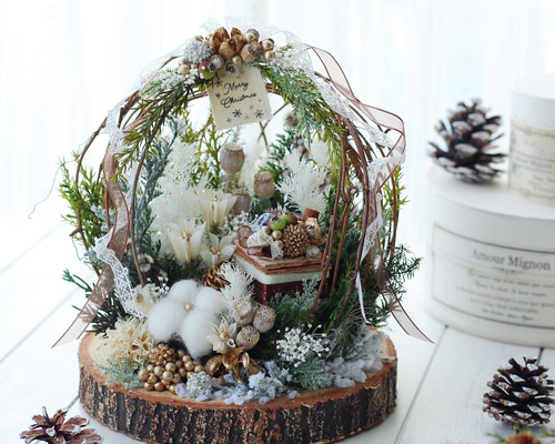 鳥かごアレンジ　クリスマスリース　クリスマススワッグ　フライングリース 鳥かごアレンジクリスマスリースクリスマススワッグフライングリース